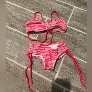 OKAMI NEON ZEBRA BIKINI SWIMSUIT 2p Girls Kids